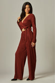 'PLISSED' TO MEET YOU LEISURE PANTS SET IN RUST