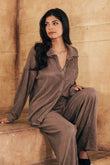 WELCOME THE WEEKEND LOUNGE PANTS SET IN MOCHA