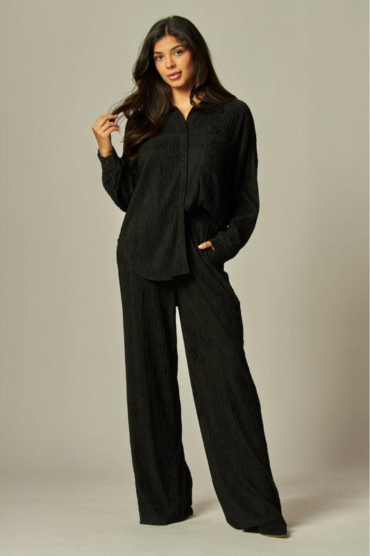 WELCOME THE WEEKEND LOUNGE PANTS SET IN BLACK