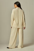 WELCOME THE WEEKEND LOUNGE PANTS SET IN CREAM