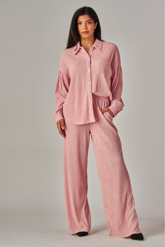 WELCOME THE WEEKEND LOUNGE PANTS SET IN PINK