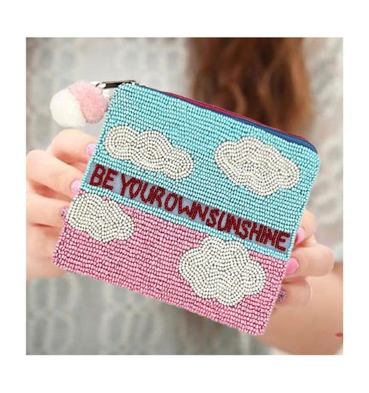 Be Your Own Sunshine Beaded Storage Money Coin Pouch