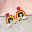 Teacher Rainbow Love Pencil Seed Beaded Earrings