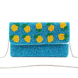 Blue Sky Lemon Beaded Crossbody Clutch Handbag