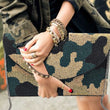 Janie Camo Beaded Crossbody Clutch Handbag