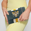 Green Yellow Striped Bee Beaded Crossbody Clutch Handbag