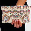 Zoe Zig-Zag Gold Chevron Beaded Crossbody Clutch Handbag