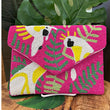 Pink Parrot Tropical Beaded Crossbody Clutch Handbag
