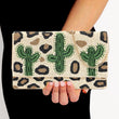 Cactus Leopard Beaded Crossbody Clutch Handbag