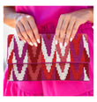 Fuchsia Pink Aztec Beaded Crossbody Clutch Handbag
