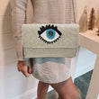 Blue Evil Eye Beaded Crossbody Clutch Handbag