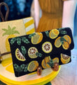 Slice of Citrus Lemon Fruit Beaded Crossbody Clutch Handbag