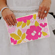 Pink Floral Beaded Crossbody Clutch Handbag