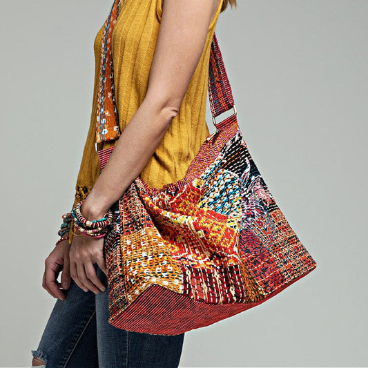 Bohemian Flower Child Patchwork Boho Style Tote Shoulder Bag
