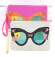 Sunglasses Tropical Beaded Clutch Wristlet Bag