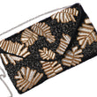 Black Gold Palm Leaf Beaded Crossbody Clutch Handbag