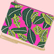 Pink Botanical Beaded Crossbody Clutch Handbag
