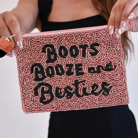 Boots Booze and Besties Western Beaded Money Pouch