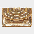 Beaded Natural Stone Beige Crossbody Clutch Handbag