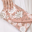 Make Me Blush Beaded Raffia Crossbody Clutch Handbag