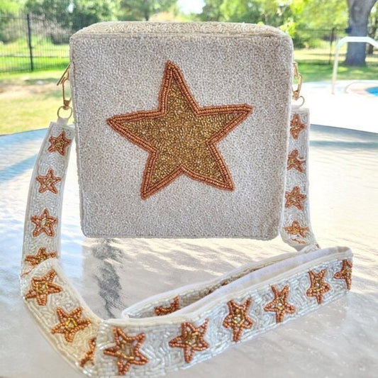 Superstar Beaded Box Bag Handbag with Bead Star Strap