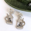 Oktoberfest Silver German Stein Beaded Crystal Earrings