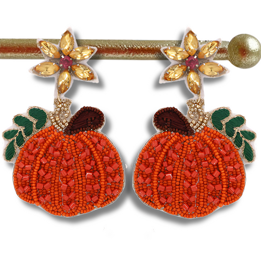 Pumpkin Spice Season Fall Theme Beaded Earrings