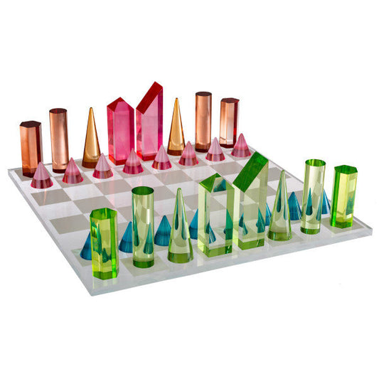 Designer Inspired Colorful Gem Acrylic Chess Set