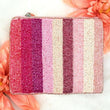 Pink Rainbow Sparkle Beaded Mini Pouch Bag