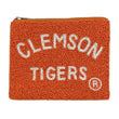 CLEMSON Football Orange Seed Beaded Coin Purse Money Pouch