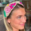 Tropical Flamingo Seed Beaded Canvas Headband
