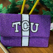 TCU TEXAS CHRISTIAN UNIVERSITY Beaded Purple Clutch Handbag