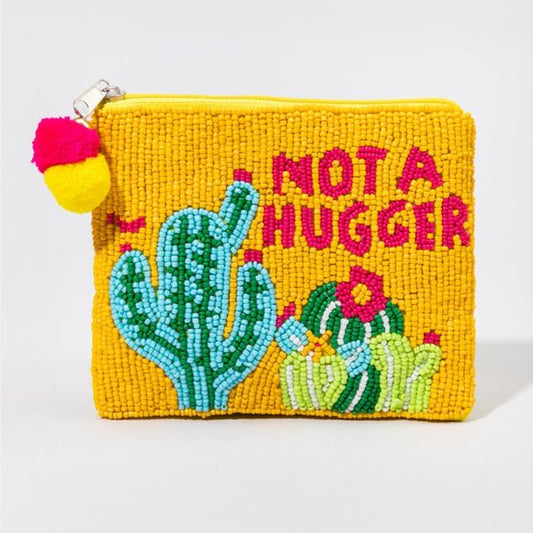 Not A Hugger Autism Awareness Beaded Storage Coin Pouch