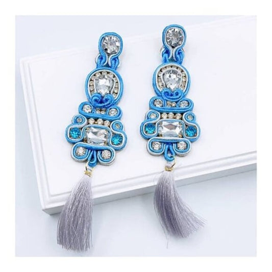 Carolina Surf French Soutache Artisan Made Statement Earrings