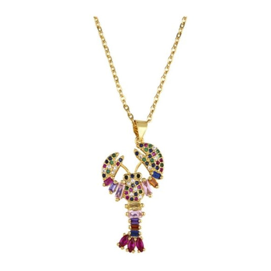 Lobster Shaped Cubic Zirconia Swarovski Crystal Necklace