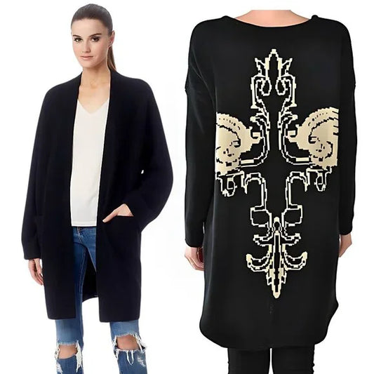 Black Gold Tattoo Design Cardigan